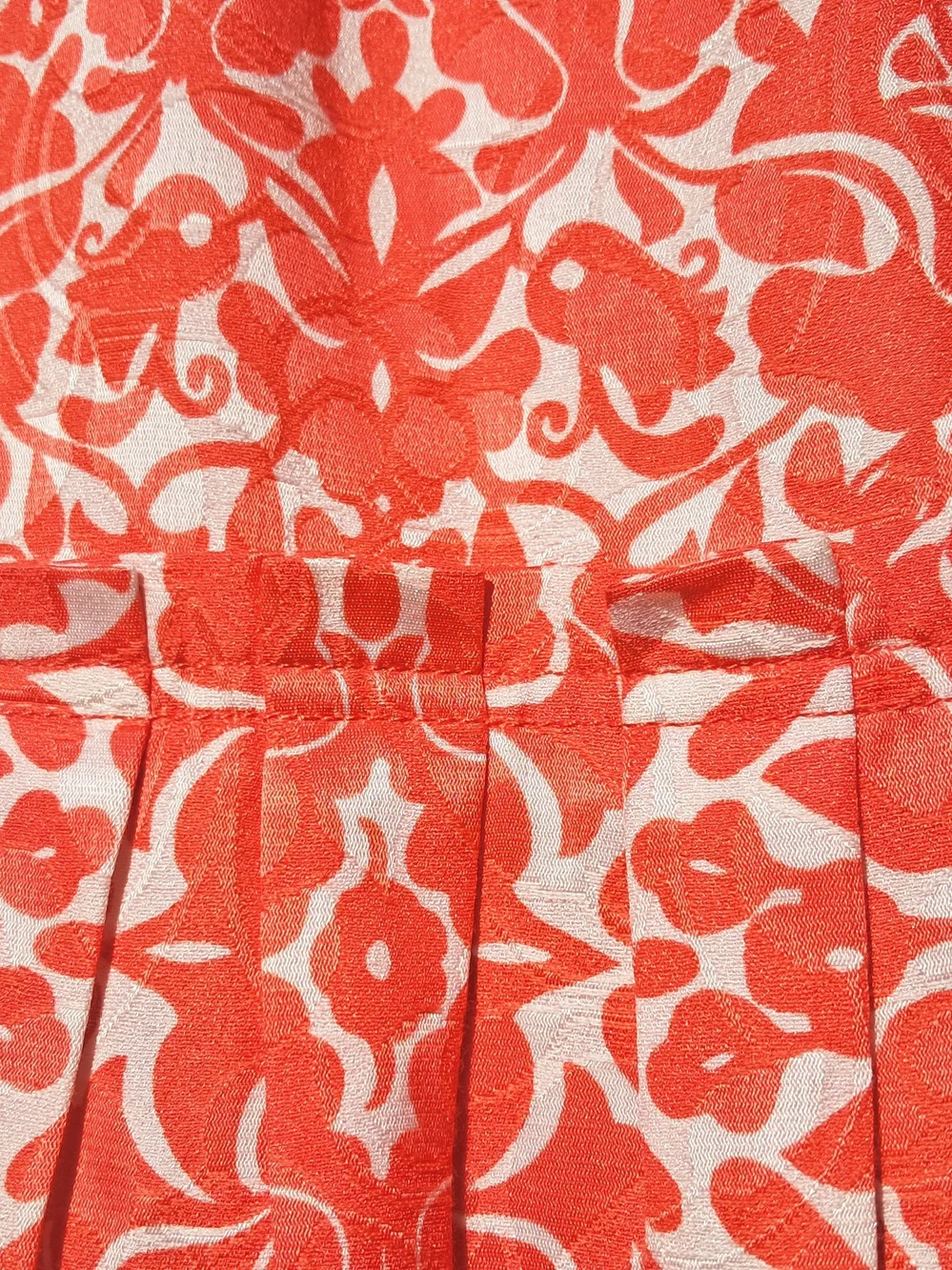 Tory Burch Silk Size 0 Coral and Cream Floral Pleated Sheath Dress EUC